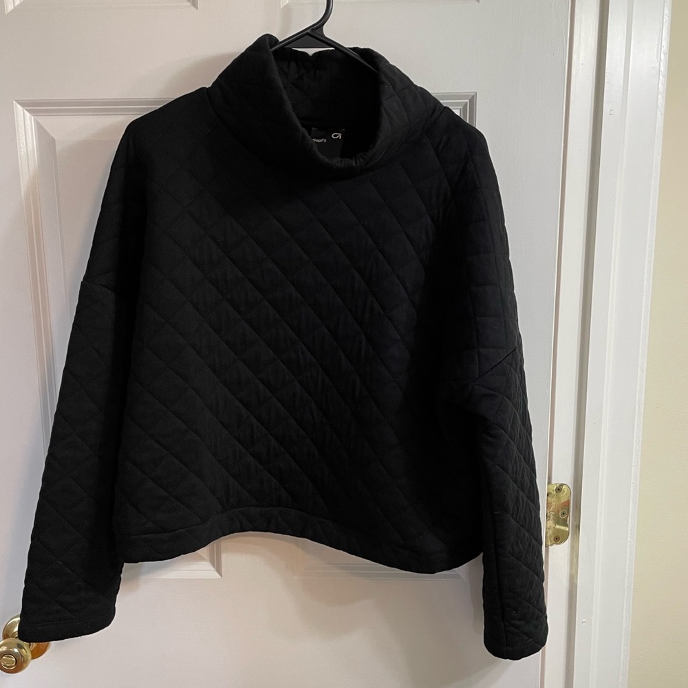 GapFit • Quilted Mock Neck Pullover • Size M • Black • Cozy Warm Layer